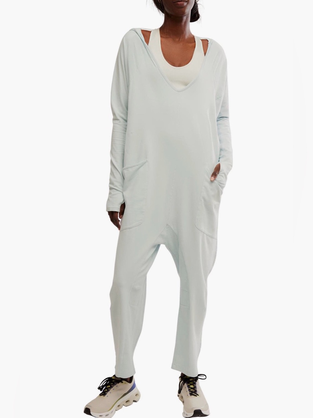 Free people movement $90 arctic snow hot shot hooded long sleeve onesie